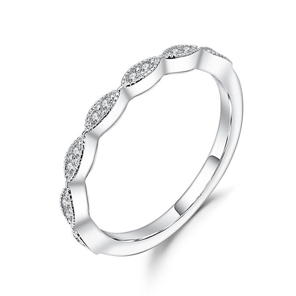 GEM'S BALLET 1.2mm Half Art Deco Ring 0.08Ct EF colore 925 Sterling Silver Wedding Band per gioielli da donna 211217
