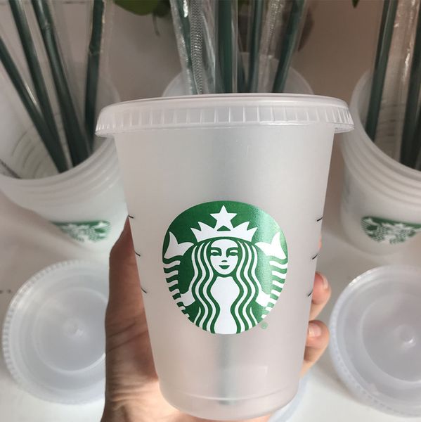 

starbucks 16oz 24/oz tumblers mug drinking juice with lip and drinkware straw magic coffee cup costom transparent plastic 100 pcs dhl