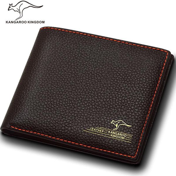 

kingdom luxury men wallets genuine leather short design id card holder pocket purse, Red;black