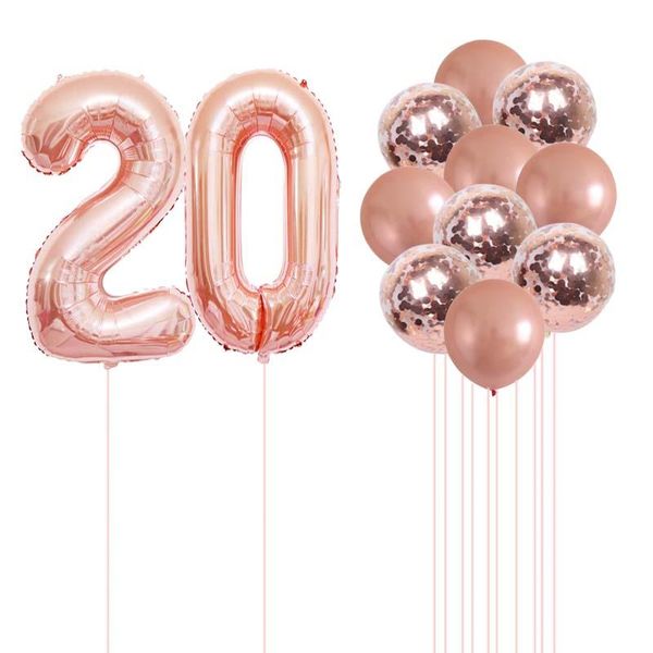 

party decoration 20 21 22 23 24 25 26 27 28 29 30 years old rose gold balloon sweet set confetti ballons girl birthday decorations