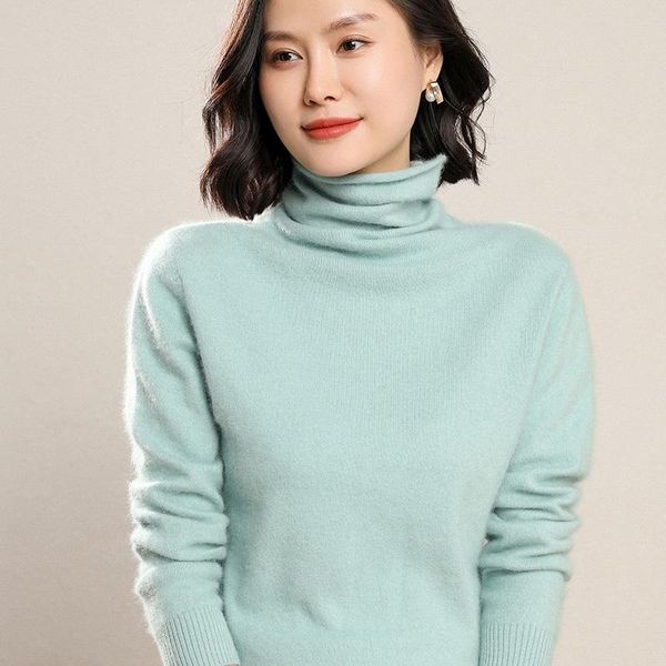 

women's sweaters beliarst 2021 autumnl/winter mink sweater women high neck pullover thick cashmere plus size slim to keep warm, White;black