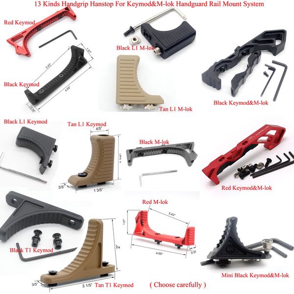13 tipi di arresto tattico della mano Keymod/M-lok Handstop Nero/Rosso/Marrone chiaro Colori Alluminio Per diversi sistemi di guide per paramani