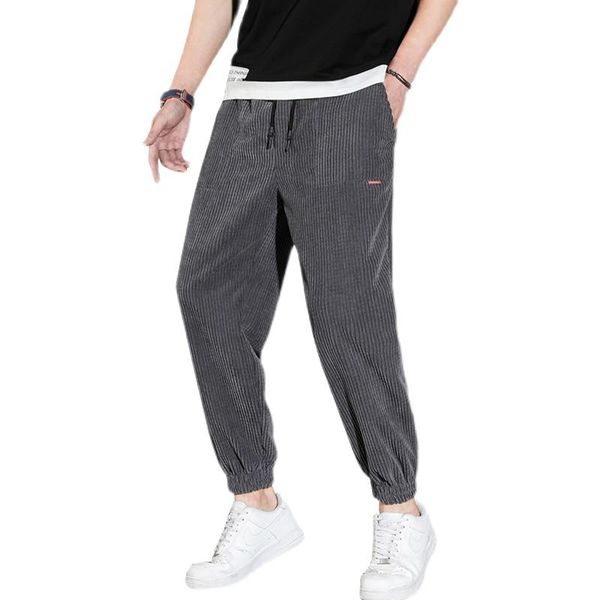 

men's pants corduroy fashion solid color casual harem trousers plus size, Black