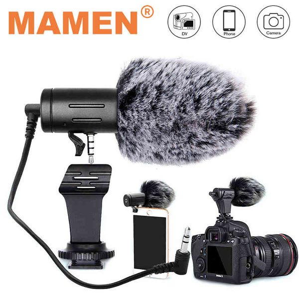 Mamen 3.5mm Plug Camera Микрофон Конденсатор Регистрация Микрофон Ультра-Широкий Аудио Студия Микрофон Canon Sony Nikon DSLR DV VLOG