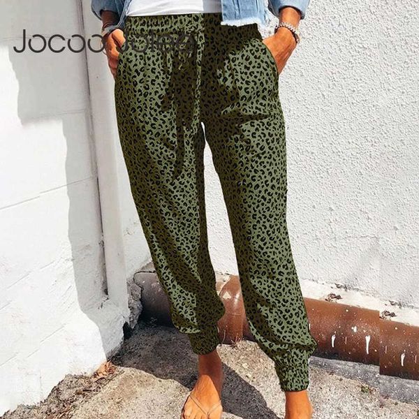 

jocoo jolee women casual elastic waist leopard print loose pants plus size 5xl trousers wide leg sweatpants harajuku jogger 210619, Black;white