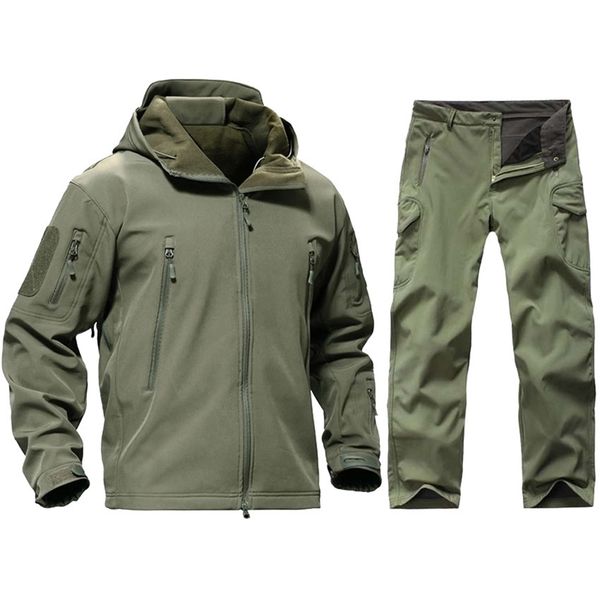 

tactical military uniform jackets set waterproof windproof army clothes suit shark skin soft shell camouflage combat hunting 211106, Gray