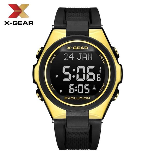 

wristwatches x-gear 3880 muslim prayer clock qibla time reminder islamic calendar water resistant watch super azan watches, Slivery;brown