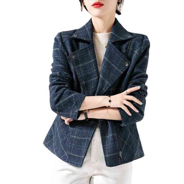 

xiaoxiangfeng 2021 autumn and winter waist closing small suit temperament commuting fashion lapel button short coat women, Black;brown