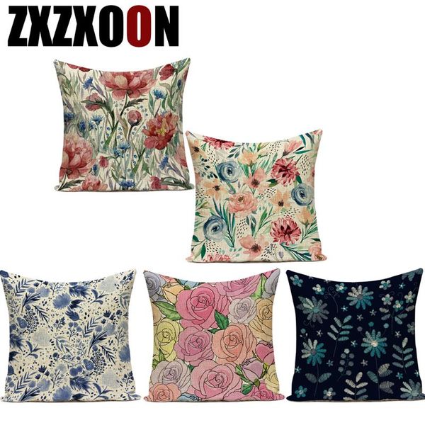 

cushion/decorative pillow cushion cover flower plant throw pillows for living room funda cojin 45*45 farmhouse decor spring decoration