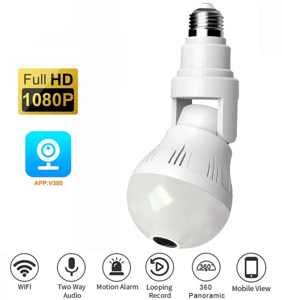 2MP Wifi Panorama Kamera Sicherheit Lampe Panorama Glühbirne CCTV Video Drahtlose IPCamera Überwachung Fisheye HD Nachtsicht Kameras