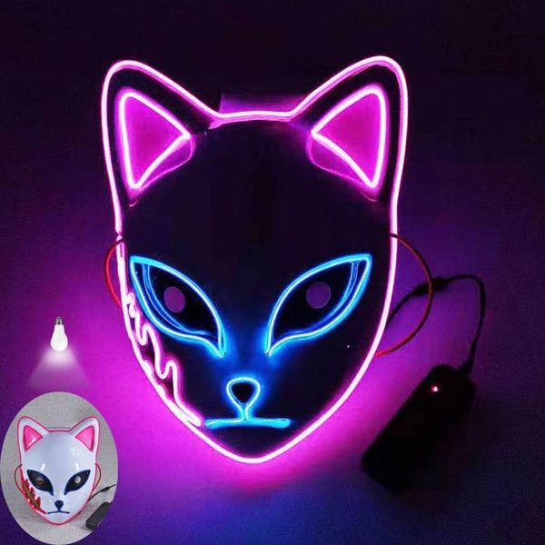 

luxury anime demon slayer kimetsu no yaiba led mask cosplay props sabito kamado tanjirou makomo halloween party light masks for adult