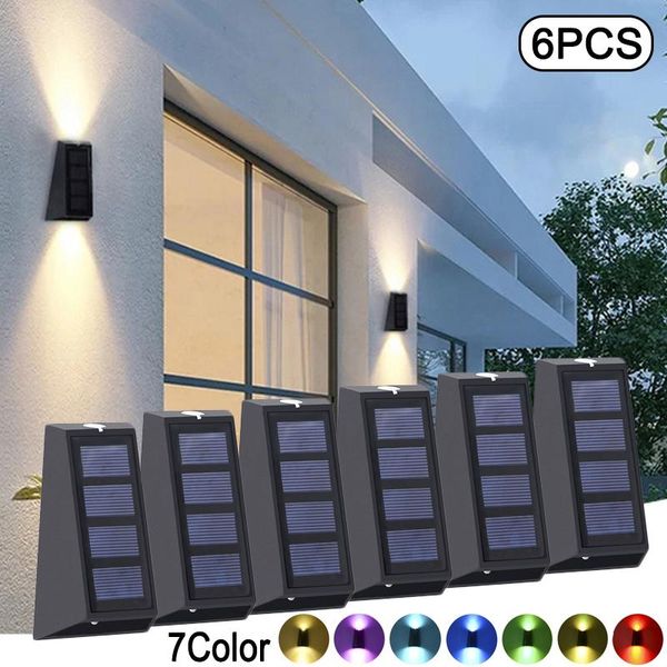 

solar lamps 6pcs outdoor led lights waterproof exterior wall decortion lamp sunlight powered for garden patio street country house