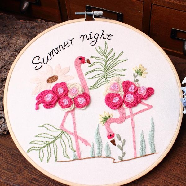 

other arts and crafts flamingo embroidery kit diy needlework wild nature pattern needlecraft for beginner(without tent)