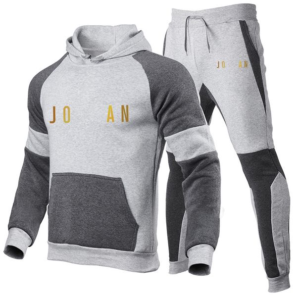 

fashion clothing men's pullovers sweater cotton men designer tracksuits hoodie two pieces + pants sports shirts fall winter jorden trac, Gray