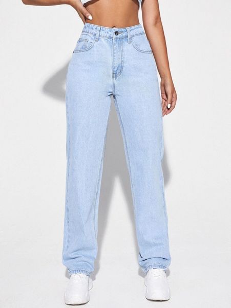 

high waisted light wash jeans l4cf#, Blue