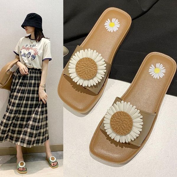 

slippers mazefeng brand 2021 women fashion summer lovely ladies casual slip on beach flip flops slides woman indoor shoes flower, Black