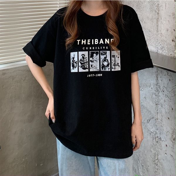 

t shirt chic short sleeve female 2021 loose korean inschao brand hiphop half summer, White