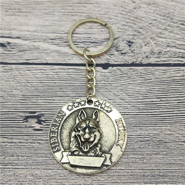 

keychains trendy retro siberian husky key chains fashion pet dog jewellery car keychain bag keyring for women men, Silver