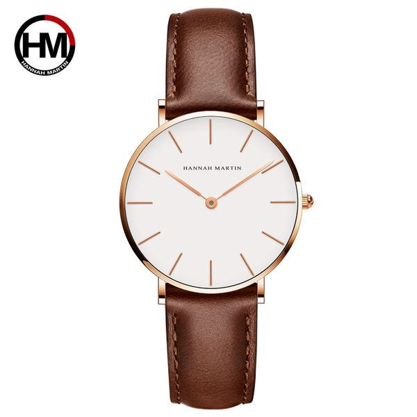 

japan movement brown leather horloges vrouwen white dial women brand luxury waterproof watch relogio feminino zegarek damski