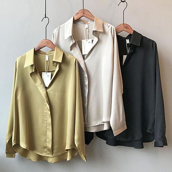 

blusas mujer de moda 2021 blouse women v-neck office long sleeve chiffon shirt blouses shirts c171 women's &, White