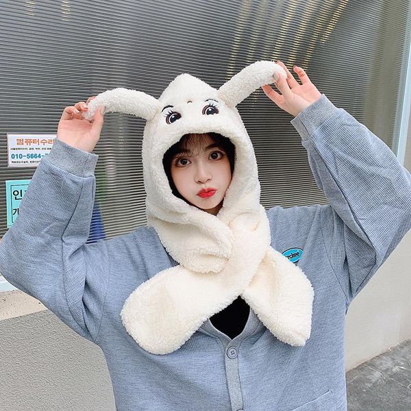 

beanie/skull caps fashion female hat with moving ears warm plush sweet cute airbag cap, Blue;gray