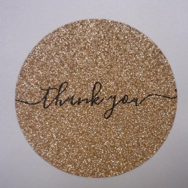 

gift wrap glitter thank you rose gold sticker with customized texts or logo