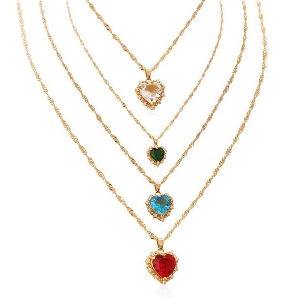 

pendant necklaces luxury bling zircon love heart shape necklace exquisite feminia women choker wedding bridal jewelry, Silver