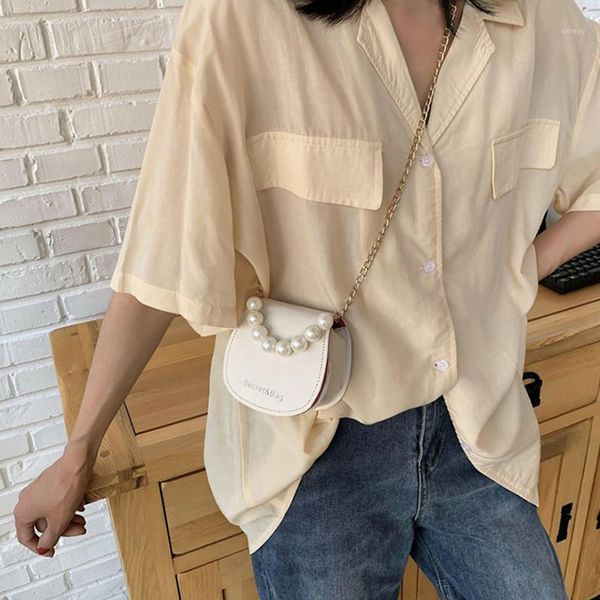 

pearl handle solid messenger bag women simple chain soft-faced magnetic buckle handbagwoman korean mini crossbody bags 2021 evening1