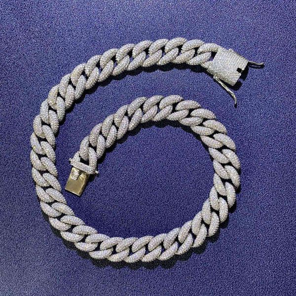 

15mm hip hop full aaa cz stone paved bling iced out round cuban curb miami link chain chokers necklaces for men rapper jewelry x0509, Black