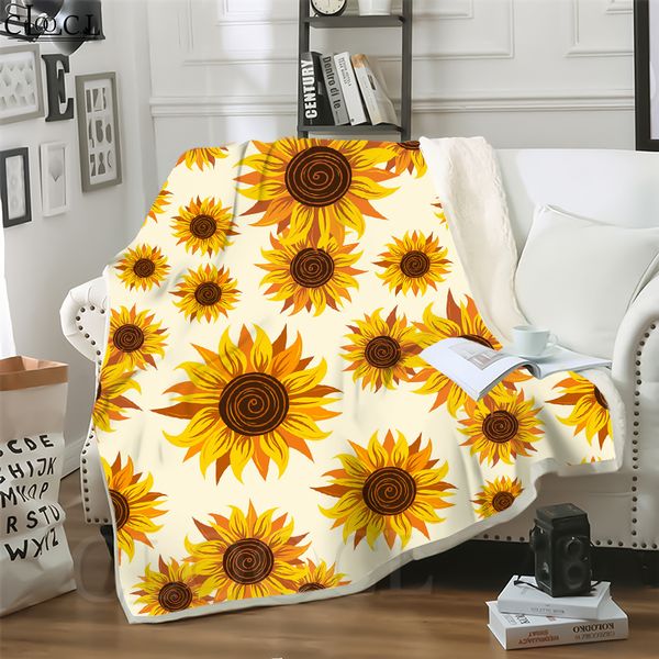

cloocl blankets plant flower helianthusannuus 3d print air conditioning travel throw blanket teens bedding plush quilt