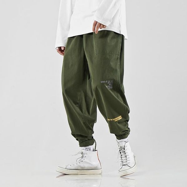 

men's pants men casual hip hop 2021 japanese mens loose male streetwear buttoms trousers, Black