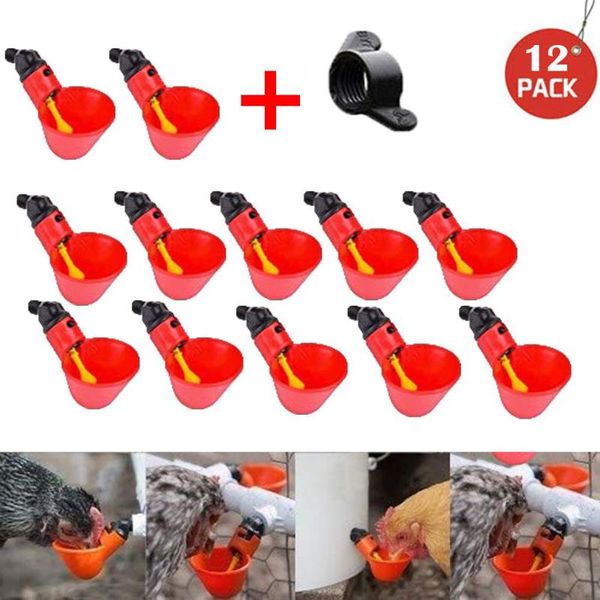 

selling 2021 products feed automatic bird coop poultry chicken drinker water drinking cups 12pcs support drop party favor