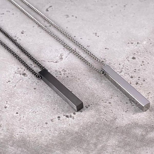 

pendant necklaces 2021 fashion rectangle men necklace classic stainless steel cuban chain for jewelry gift, Silver