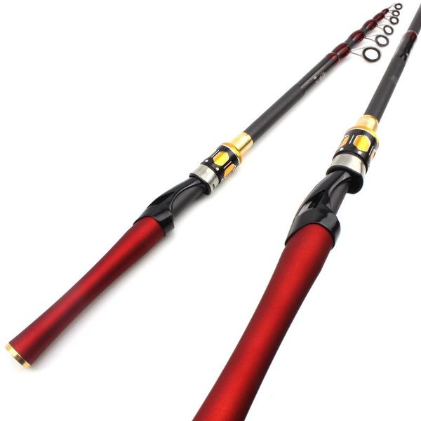 

boat fishing rods promotion 1.8m 2.1m 2.4m 2.7m spinning casting rod m power hard carbon fiber travel pole red