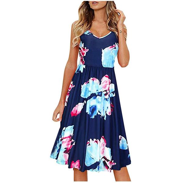 

casual dresses summer dress plus size sleeveless v neck elegant spaghetti strap for women clothing vestidos mujer verano 2021, Black;gray