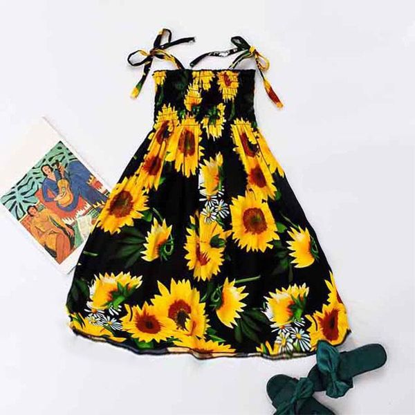 

girl's dresses 2021 casual sleeveless kids summer baby girl floral princess dress cotton children's clothes girls birthday party, Red;yellow