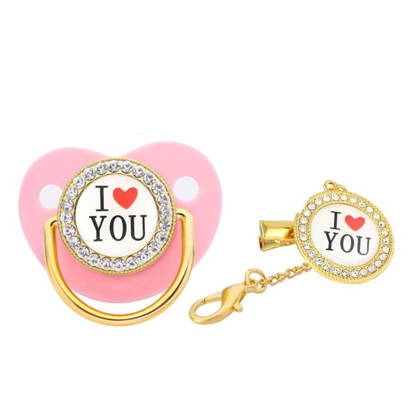 

pacifiers# baby pacifier silicone with rhinestone chain clip infant orthodontic dummy nipple sleep soother for born