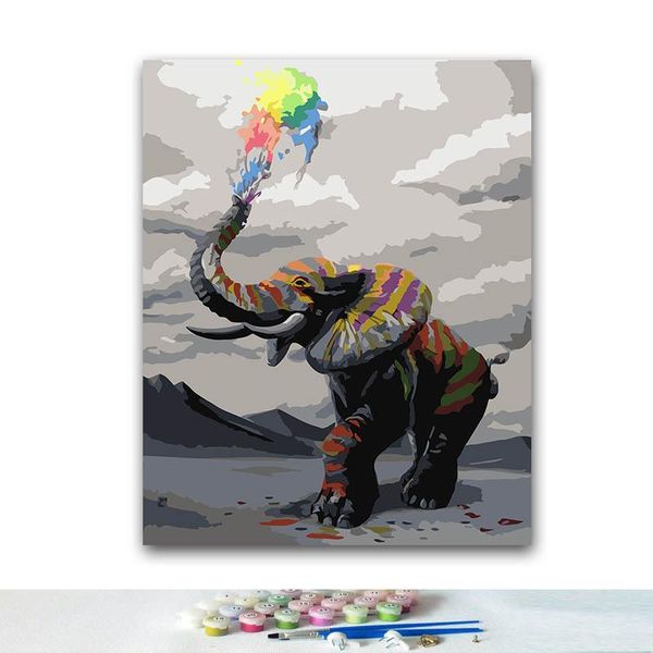 

paintings diy coloring paint by numbers colorful elephant with kits 40x50 framed