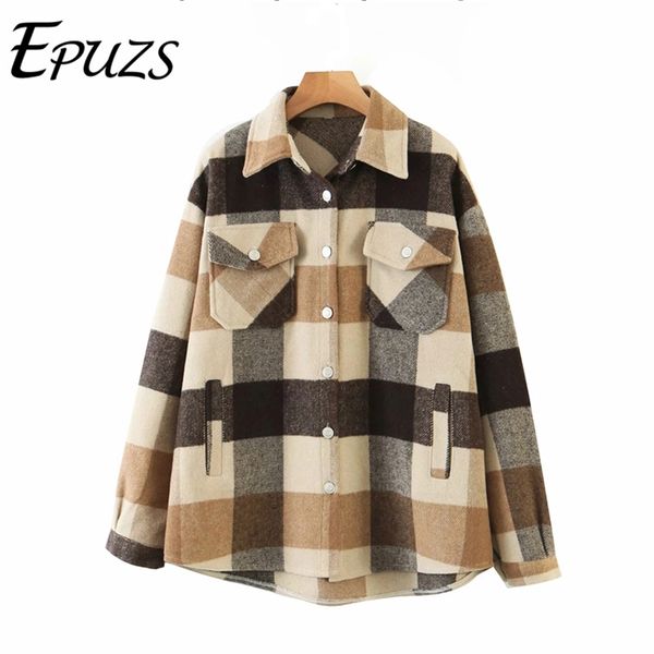 

fashion thick pink green plaid jacket women shirt coat winter plus size s casual 210914, Black;brown