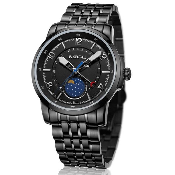 

wristwatches 2021 brand mige sport fashion steel case watchband japan movement multi-function men watch waterproof man quartz watches, Slivery;brown