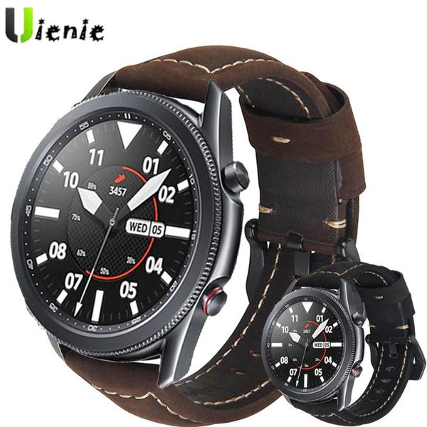 

watch bands retro genuine leather watchbands for samsung galaxy 3 41mm 45mm strap women men cowhide band accessories, Black;brown