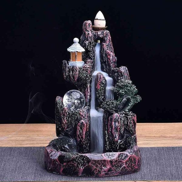 

sachet bags resin mountain river handicraft incense holder rockery backflow burner smoke waterfall censer