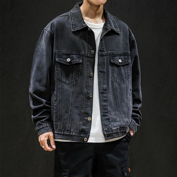 

men's jackets autumn 2021 classic men denim jacket black retro loose casual youth jeans coat 5xl, Black;brown