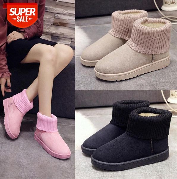 

women's snow boots fashion woolen yarn mouth plus velvet thickening to keep warm student flat ankle women shoes #lx4l
