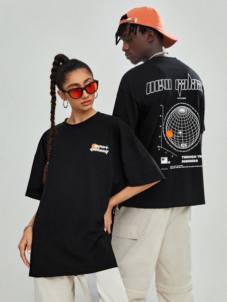 

letter graphic drop shoulder tee 93lh#, White;black