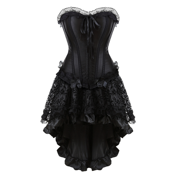 

bustiers & corsets burlesque dress lace up skirt black gothic bustier corset dresses for women adjustable plus size vintage costume, Black;white