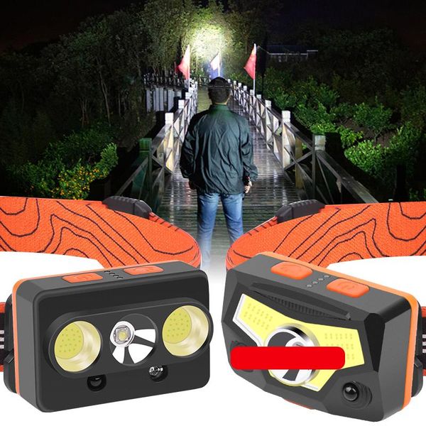 

headlamps portable lighting mini xpe+cob led headlamp usb rechargeable camping head lamp fishing headlight torch