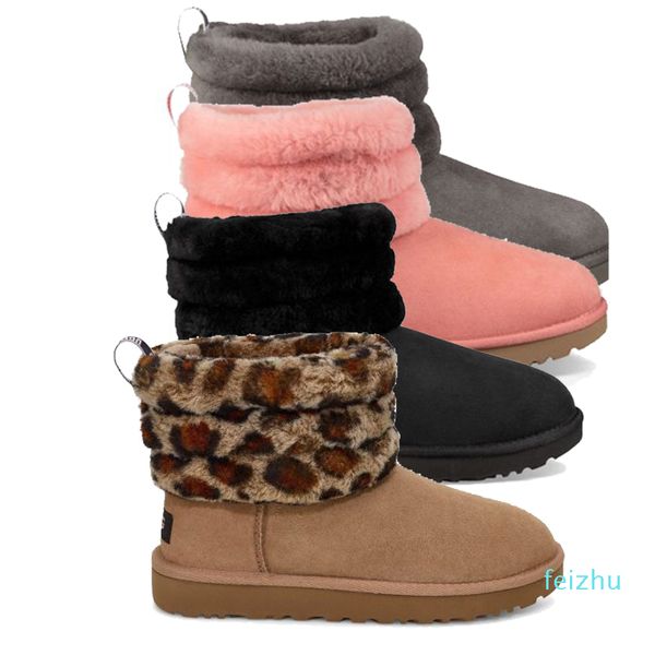 

women winter boots fluff mini quilted australia booties fashion wgg luxury designer bota women snow boots fluff yeah slide warm shoes, Black