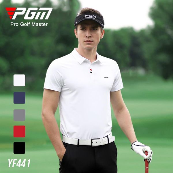 

pgm summer men's golf shirts quick-dry breathable short sleeve outdoor sports sweat absorbent golf wear casual m-xxl yf4321s, Black;blue