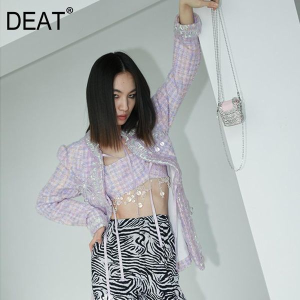 

[deat] o-neck collar solid pink long sleeve wide-waisted belt coat mall goth y2k clothes tweed jacket 2021 spring gx604 women's jackets, Black;brown